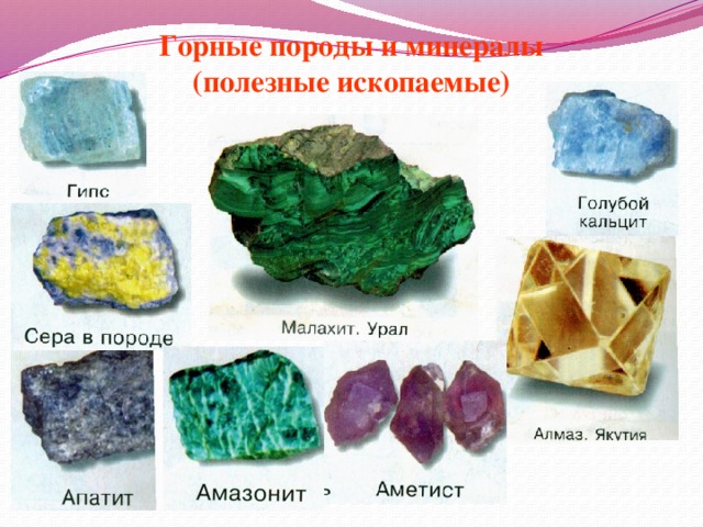 Горные породы и минералы  (полезные ископаемые) 