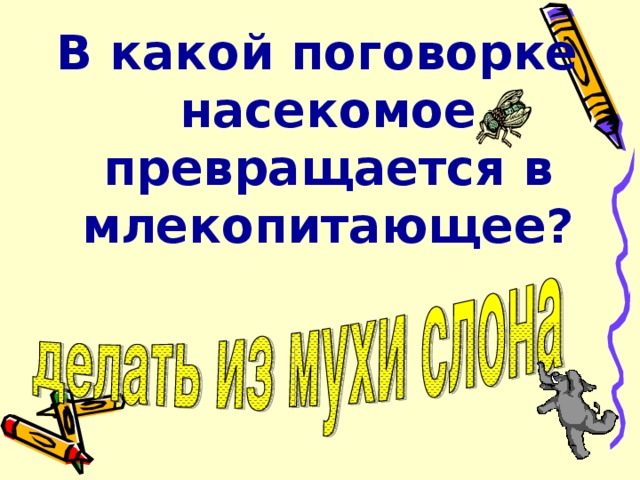 В какой поговорке насекомое превращается в млекопитающее? 