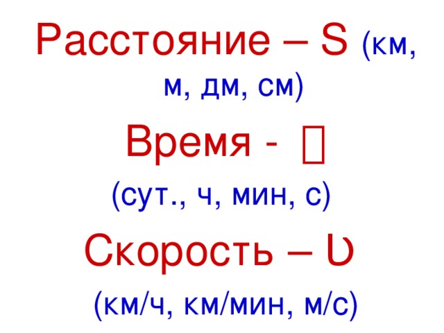 Взаимосвязь скорость время расстояние 4 класс