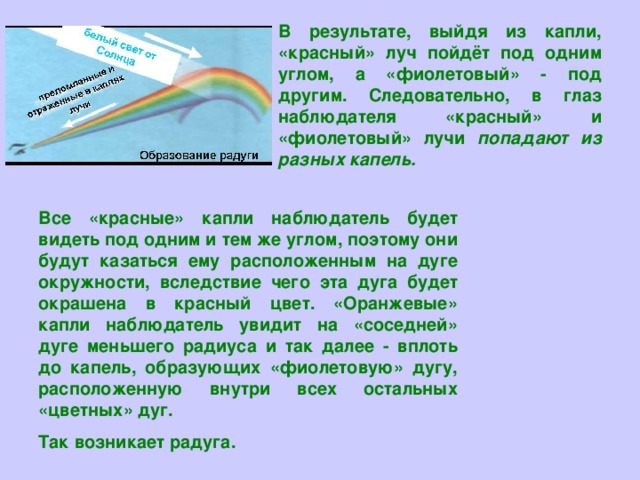 Результаты вышли. Фиолетовый Луч что это в произведении. Под каким углом наблюдатель будет видеть фиолетовую дугу.