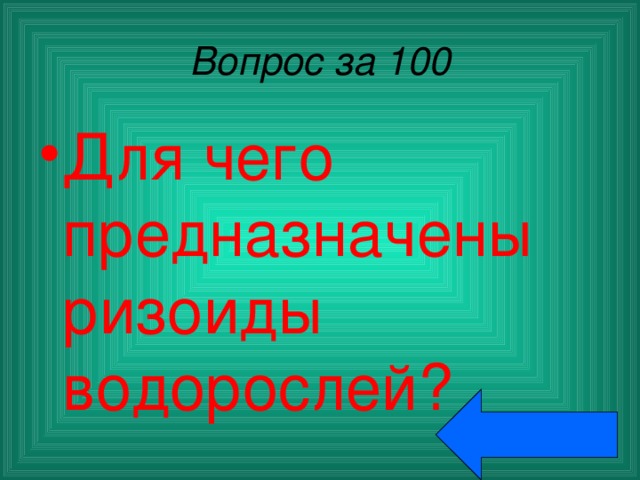 Вопрос за 100 Для чего предназначены ризоиды водорослей? 