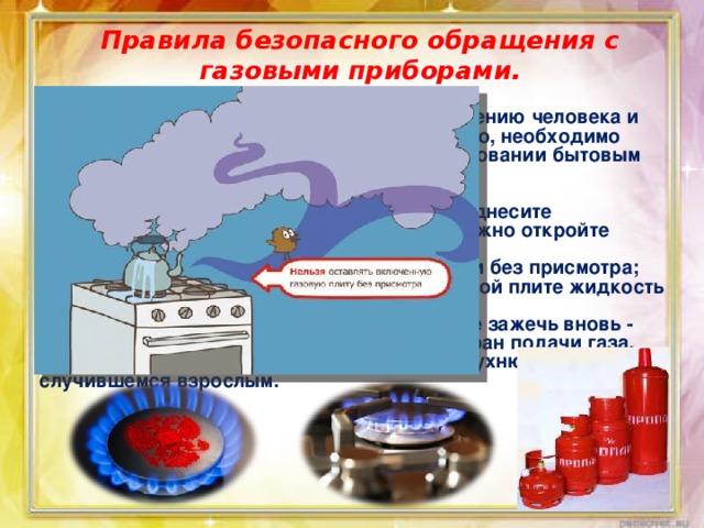 Формула бытового газа на кухне