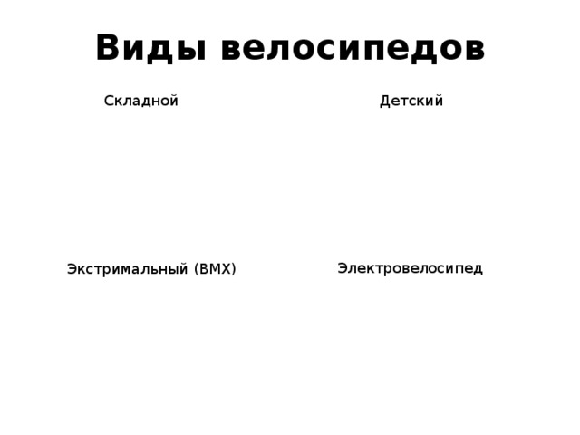 Виды велосипедов Складной Детский Электровелосипед Экстримальный (BMX) 