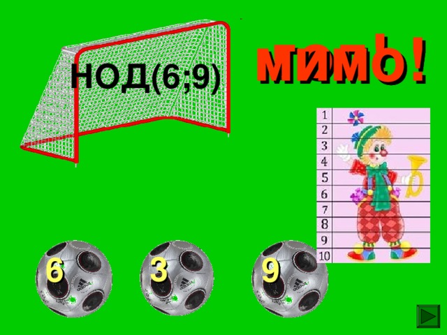 гол! мимо! мимо! НОД(6;9) 3 9 6 