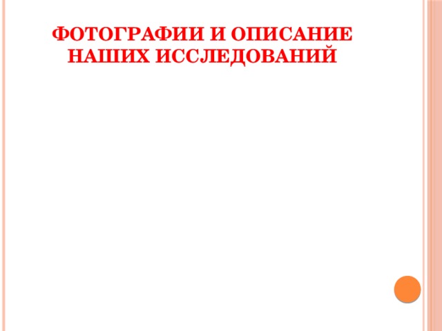 Фотографии и описание наших исследований 