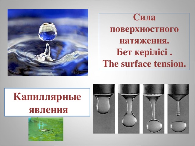 Поверхностное натяжение капиллярные явления. Сила поверхностного натяжения. Капиллярные силы поверхностного натяжения. Поверхностное натяжение воды.
