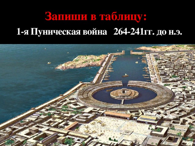 Запиши в таблицу: 1-я Пуническая война 264-241гг. до н.э. 