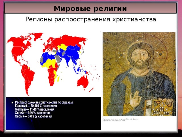 Мировые религии Регионы распространения христианства 