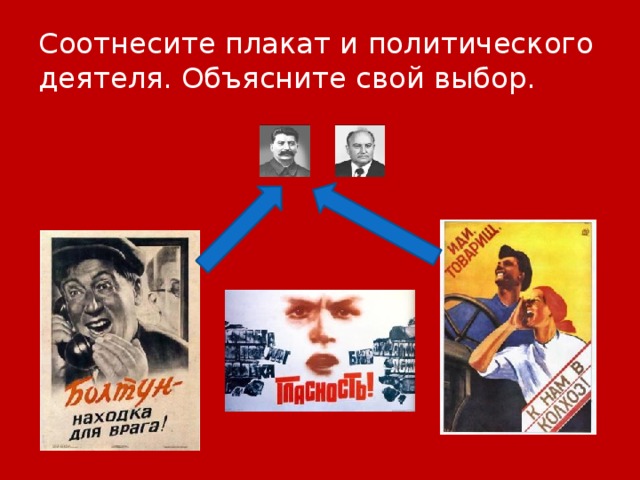 Соотнесите плакат и политического деятеля. Объясните свой выбор.