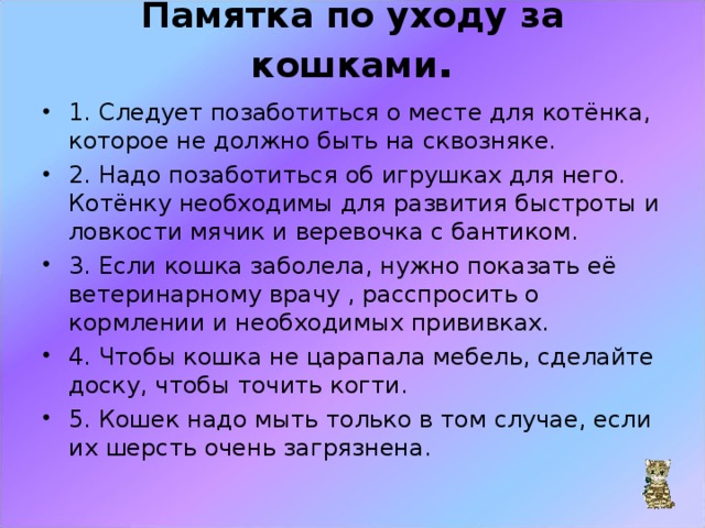 Уход за кошкой
