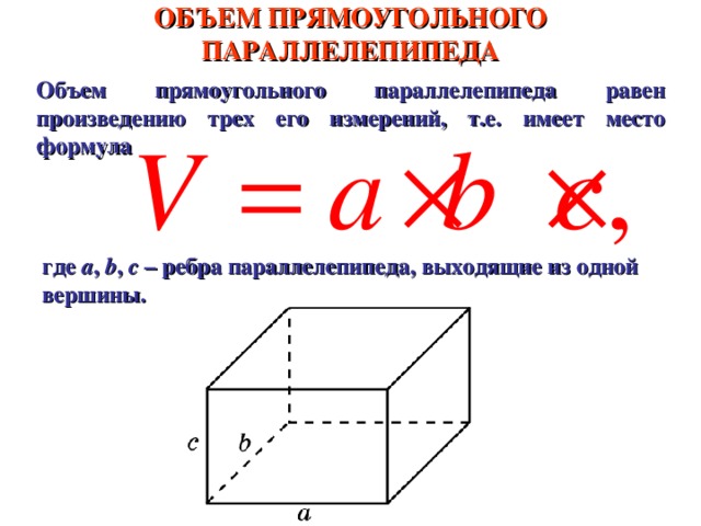 Площадь поверхности прямоугольного параллелепипеда формула