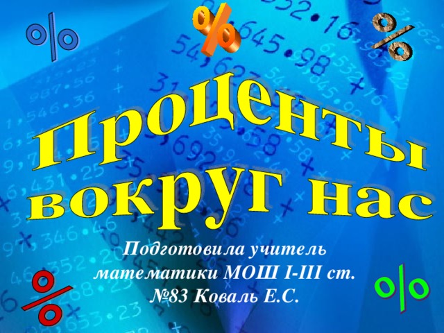 Подготовила учитель математики МОШ I - III ст. №83 Коваль Е.С. 
