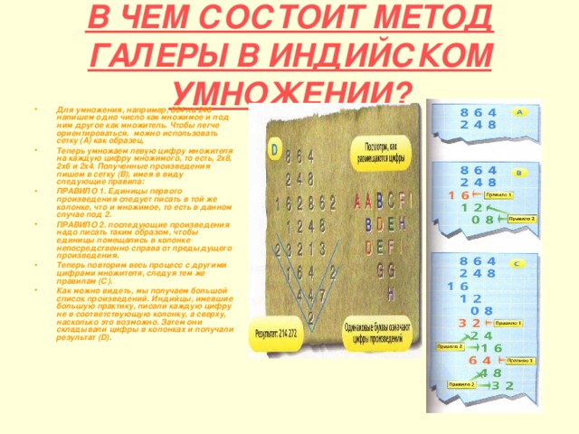 Индийский способ умножения. Метод Галера древняя Индия. Метод умножения Галера. Как умножали в древней Индии.