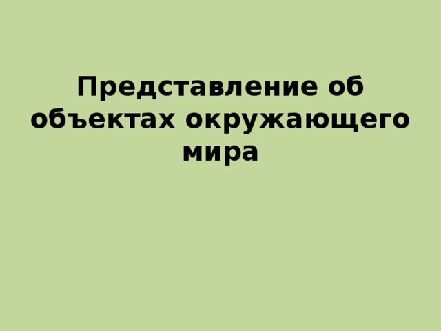 Представление об объектах окружающего мира 