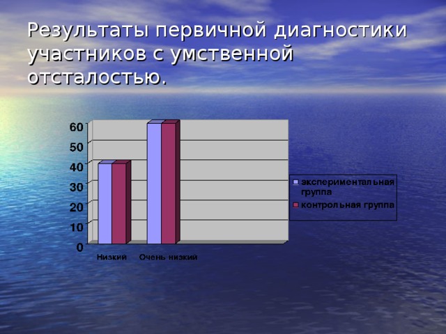 Результаты первичной диагностики участников с умственной отсталостью. 