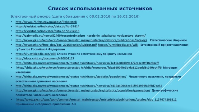 Список использованных источников Электронный ресурс (дата обращения с 08.02.2016 по 16.02.2016) 