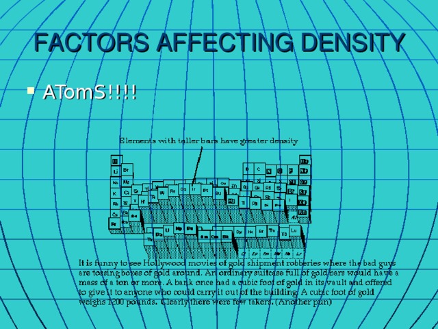 FACTORS AFFECTING DENSITY ATomS!!!! 