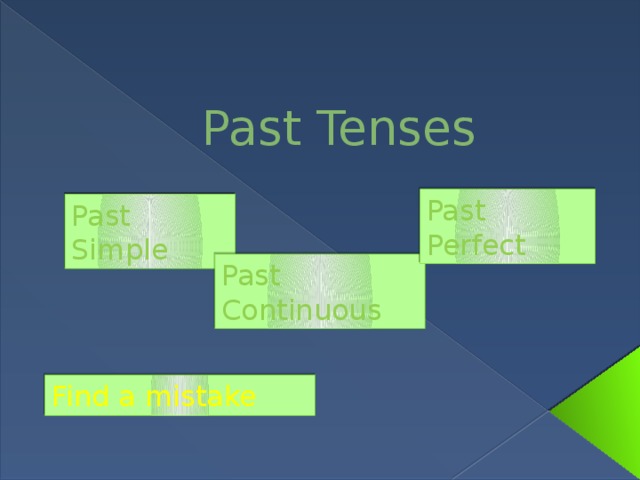 Past Tenses Past Perfect Past Simple Past Continuous Find a mistake 