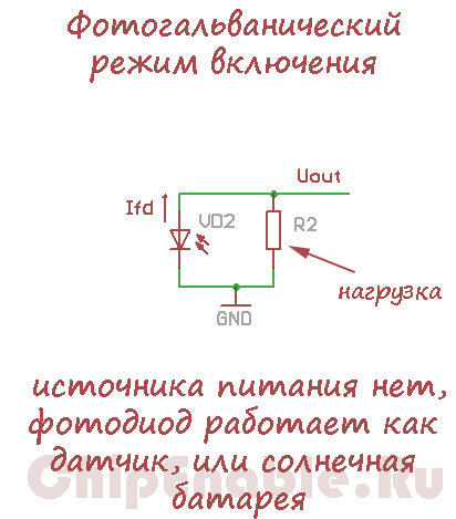 Схема включения фотодиода в фотодиодном режиме