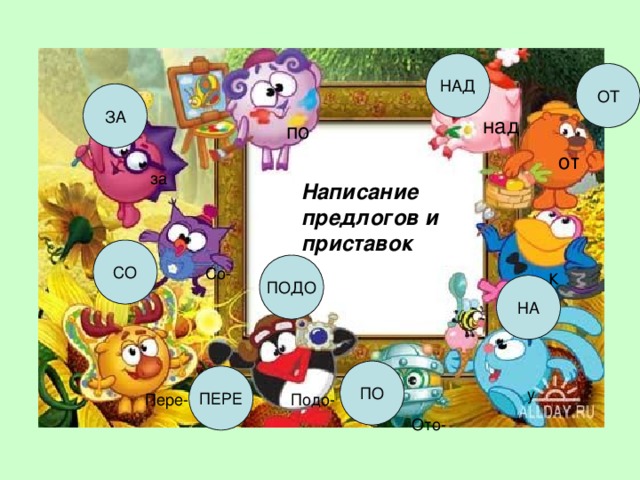 над по от Написание предлогов и приставок к 