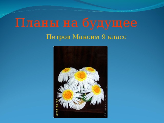 Планы на будущее Петров Максим 9 класс 