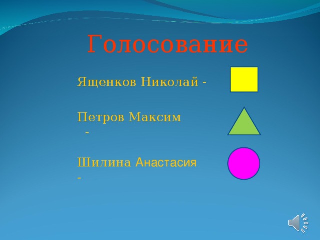 Голосование Ященков Николай - Петров Максим - Шилина Анастасия -  