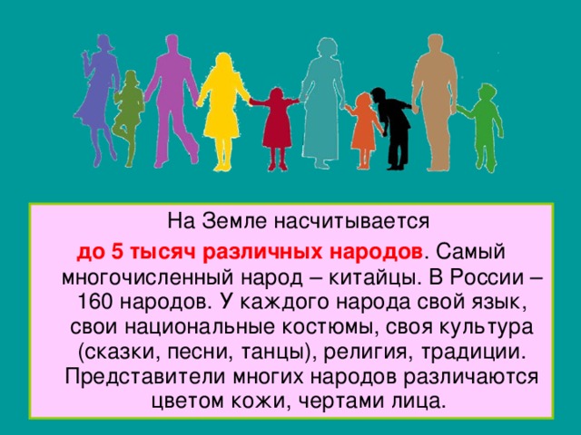 Укажите наиболее многочисленный народ. Сколько всего народов на земле. На земле насчитывается наций.