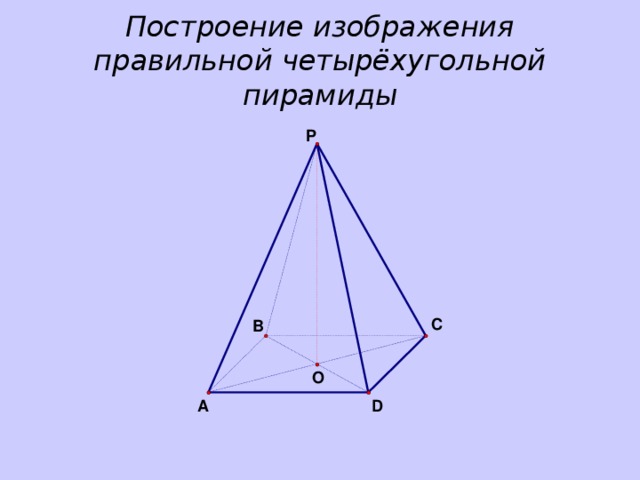 Построение изображения правильной четырёхугольной пирамиды 