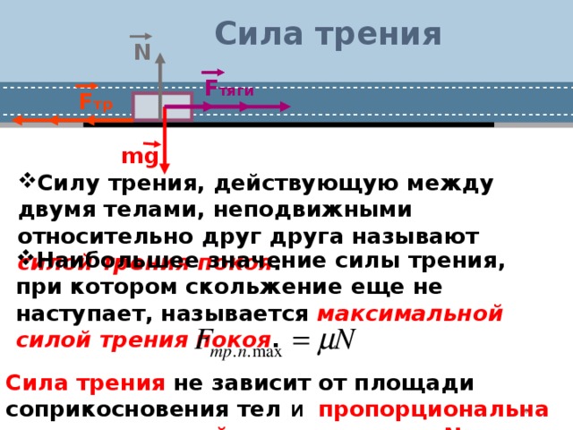 Сила трения через. Сила тяги. Сила тяги и сила трения. Сила тяги физика. Сила трения между двумя телами.