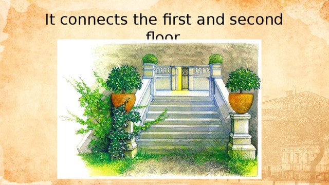 It connects the first and second floor. 