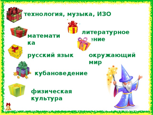 технология, музыка, ИЗО литературное чтение математика русский язык окружающий мир кубановедение  физическая культура 19 