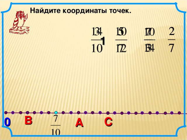 Отметьте на координатном луче мигающую точку. ; 1 0