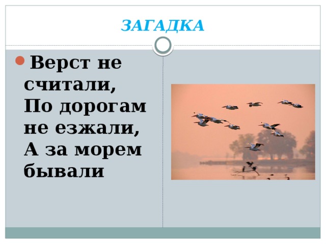 ЗАГАДКА Верст не считали,  По дорогам не езжали,  А за морем бывали 