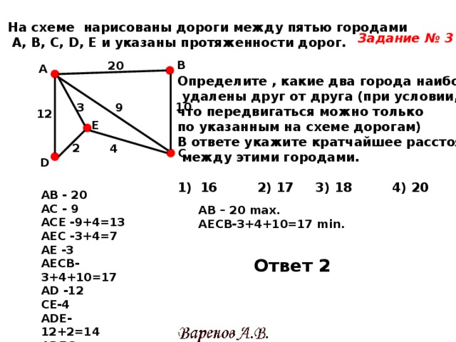 Между 4 населенными пунктами