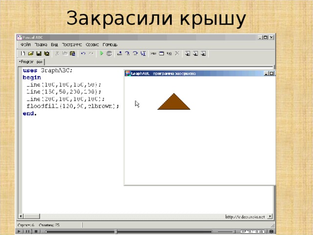 Как нарисовать треугольник в паскале абс