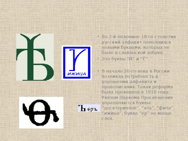 Исчезнувшие буквы алфавита проект