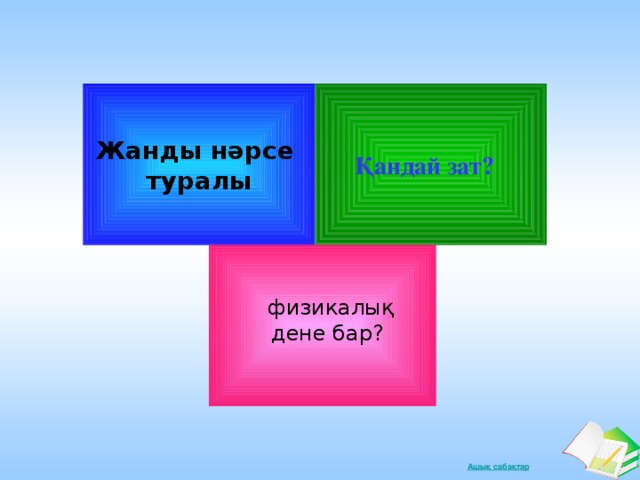 Жанды нәрсе Қандай зат?  туралы   физикалық дене бар? 