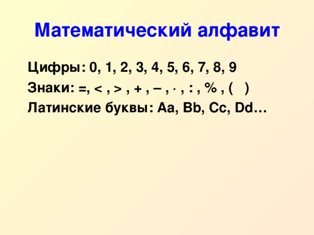 Символы и буквы латинского алфавита