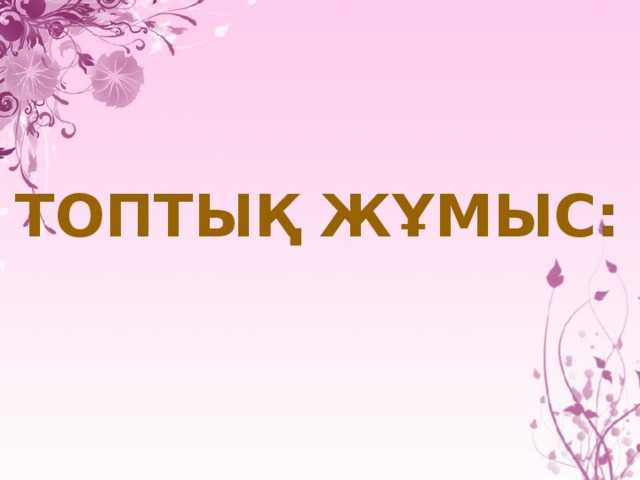 Топтық жұмыс: 