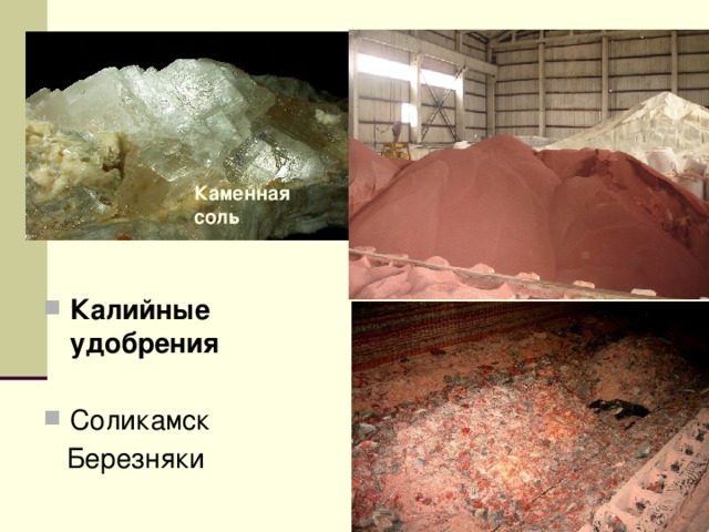 Каменная  соль Калийные удобрения  Соликамск  Березняки  