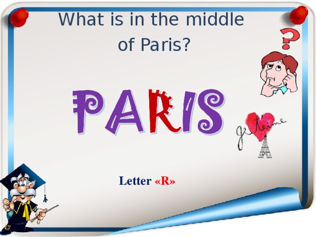 What is in the middle of Paris? Letter  « R » 