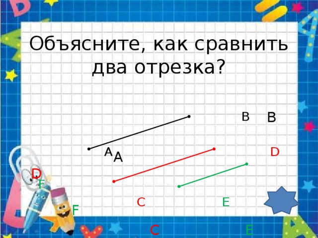 Отрезок длина отрезка равные отрезки середина отрезка. Объясните как сравнить два отрезка. Объяснение как сравнить два отрезка. Как сравнить два о резка. Как сравнить 2 отрезка.