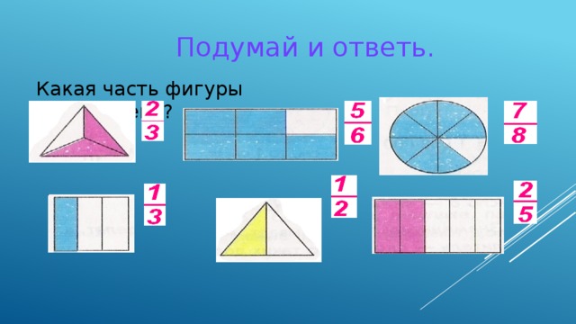 Подумай и ответь. Какая часть фигуры закрашена? 