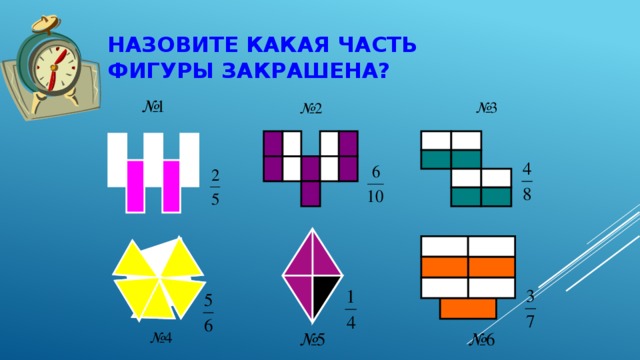 Назовите какая часть фигуры закрашена? 