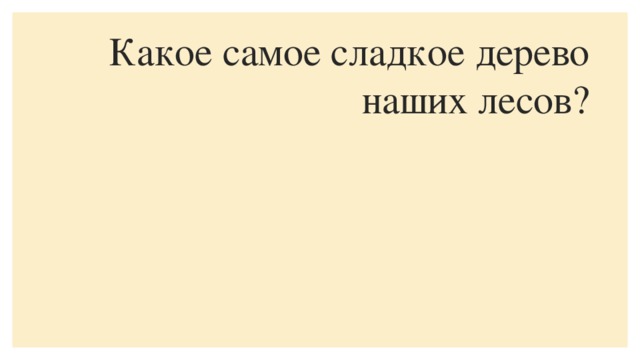 Какое самое сладкое дерево наших лесов?