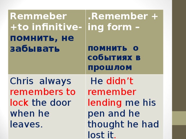 Ing to infinitive infinitive without to. Remember герундий и инфинитив. Try to or ing разница. Tried герундий или инфинитив. Remember to or ing.