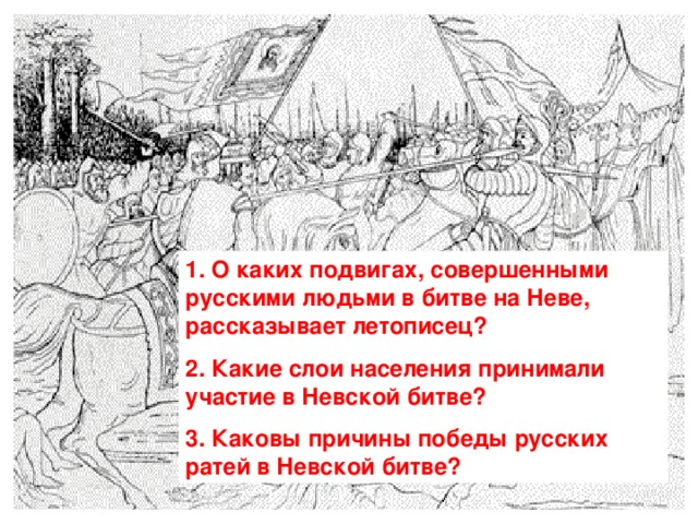 Невская битва основные слои населения. Личности, которые принимали участие в Невской битве.