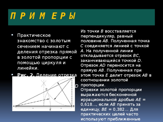 Геометрическое изображение золотой пропорции