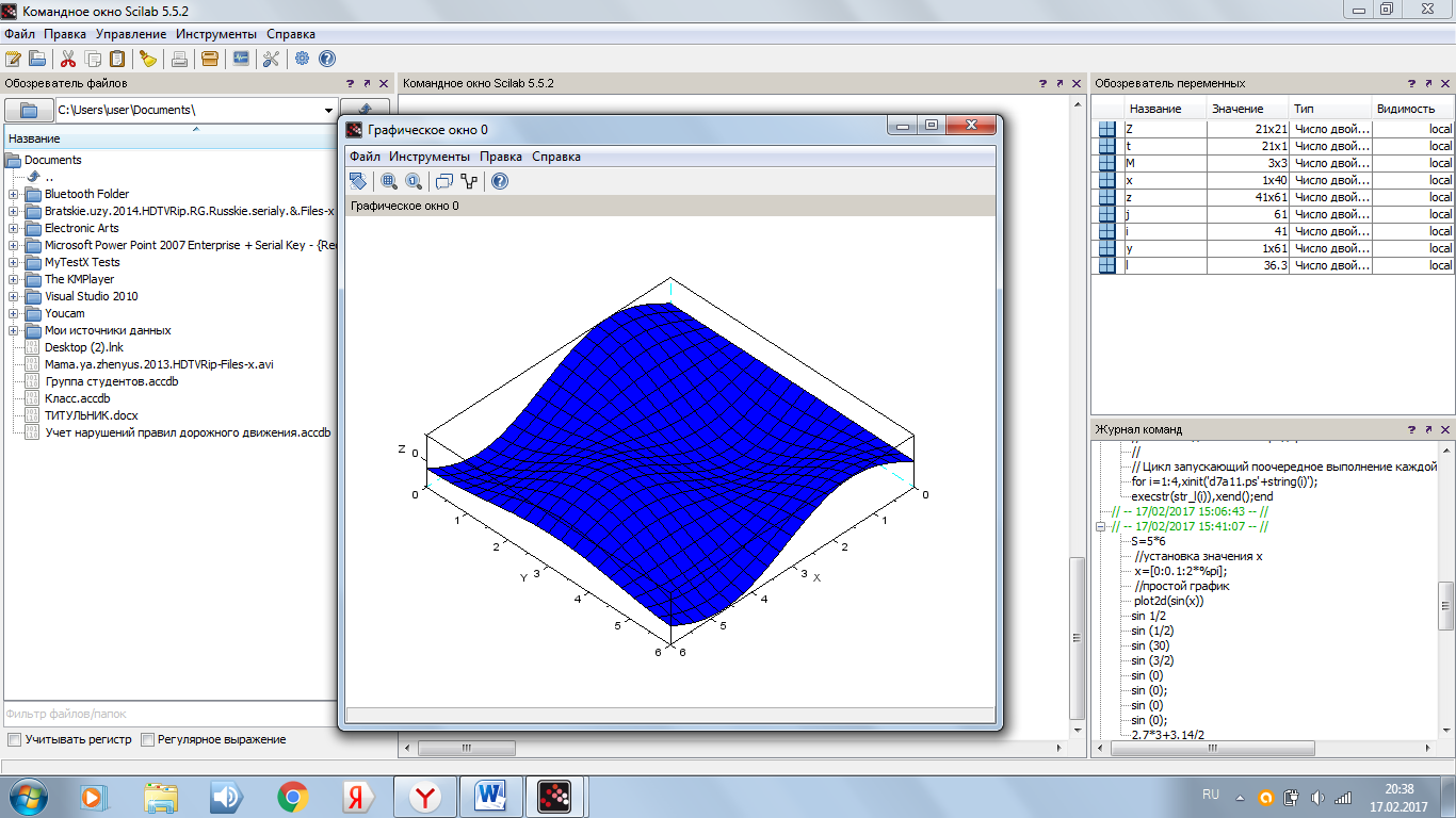 3 d построение графиков. Командное окно Scilab 5.5.2. Построение графиков в Scilab. Графическое окно Scilab. Scilab построение трёхмерных графиков.