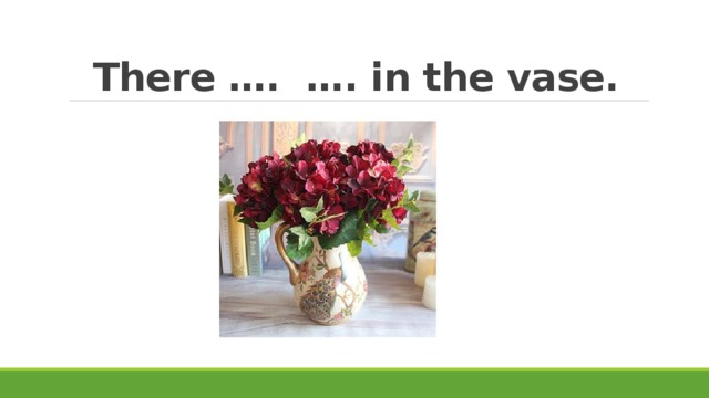 There …. …. in the vase. 